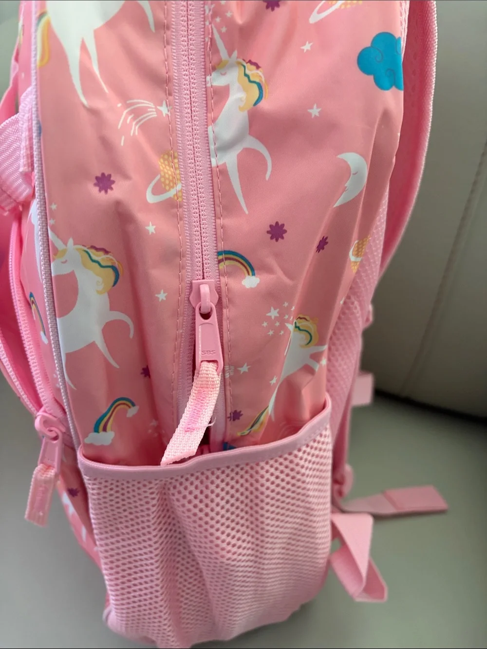 Pink Unicorn Backpack with Rainbow Accents Multiple Pockets